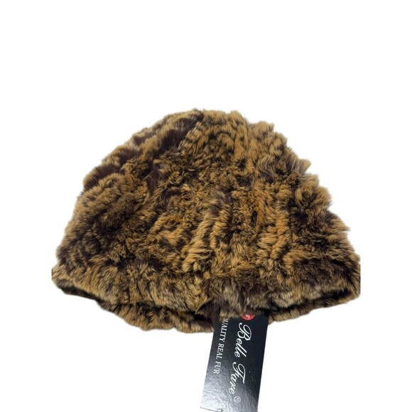 Belle Fare Stade Beanie Rex Rabbit Fur Set copper brown NWT main image 5